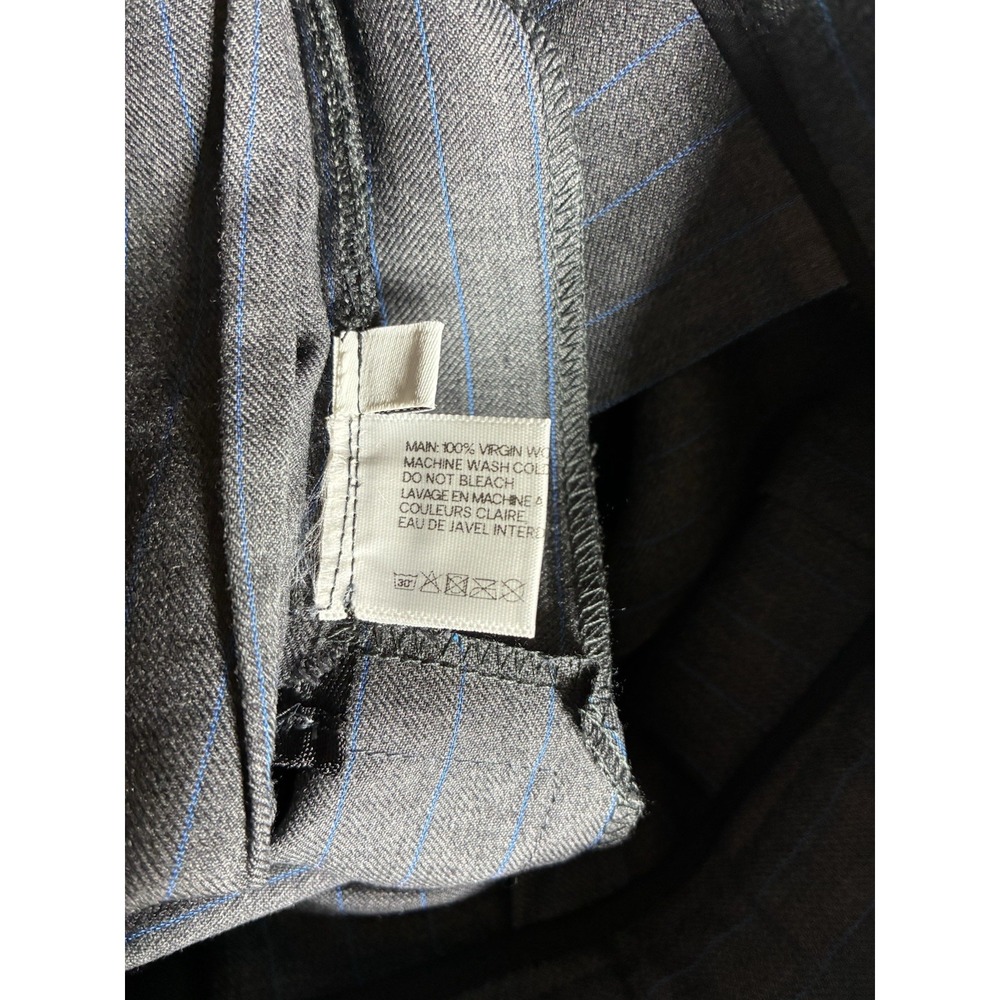 WE-AR4 Asymmetric Pleated Skirt S Gray Virgin Wool Blue Pinstripes USA NEW - Picture 9 of 11